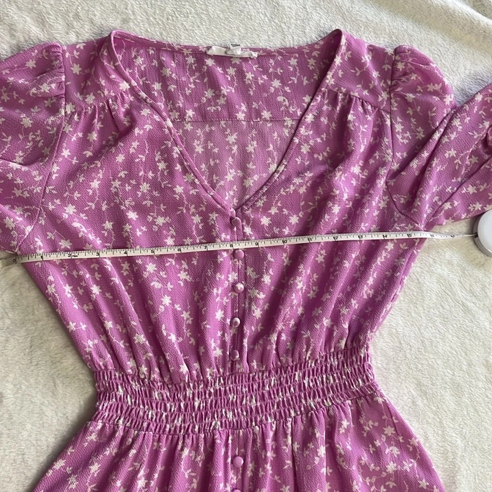 BB Dakota Steve Madden size XS Your Always Dress lavender floral puff sleeve - Picture 14 of 14